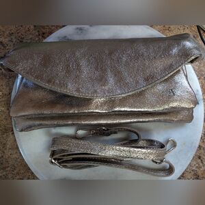 Antonella Ferrante Metallic Italian Leather Clutch – Made in Italy